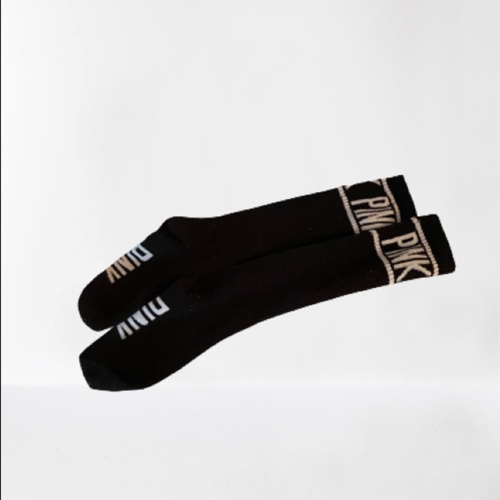 PINK tube socks, black and white